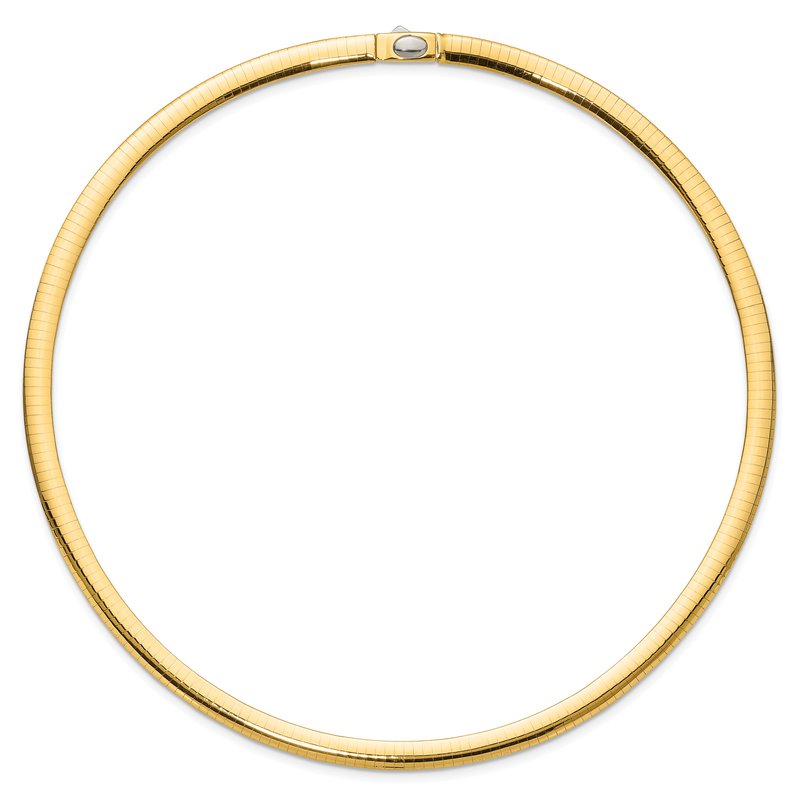 14k Two-tone 6mm Reversible White and Yellow 16 inch Domed Omega Necklace