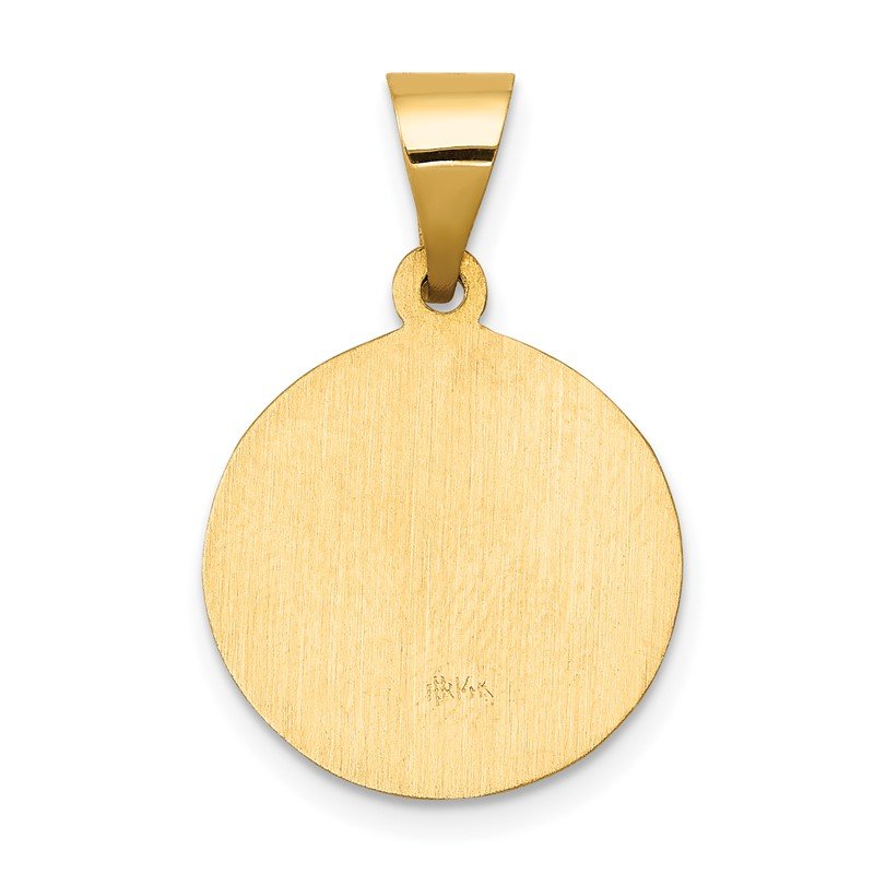 14k Polished and Satin Hollow St John the Baptist Medal Round Pendant