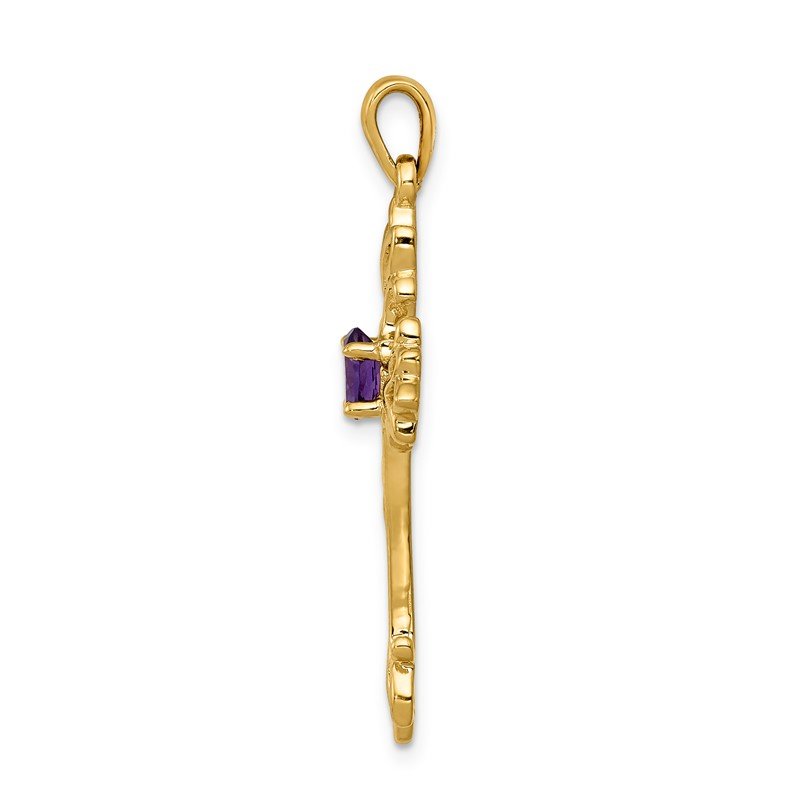14k 5x3mm Oval Amethyst Cross Pendant