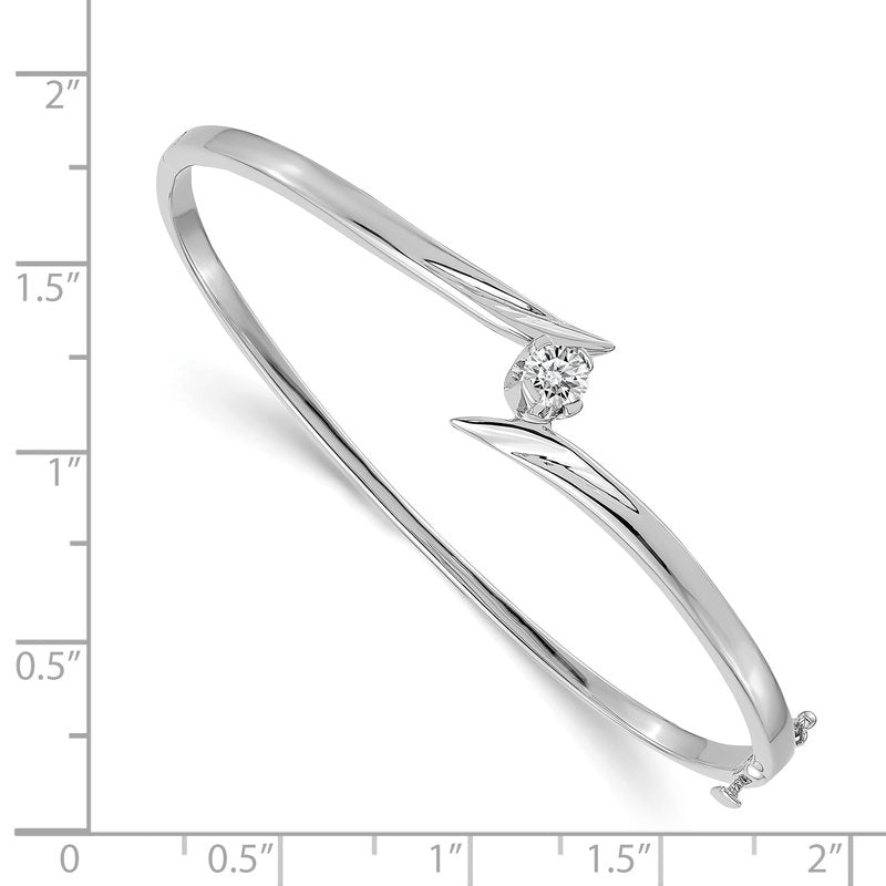 14k White Gold Complete 1/4 carat AAA Diamond Hinged Oval Bangle Bracelet
