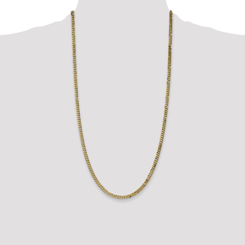 14K 26 inch 3.9mm Flat Beveled Curb with Lobster Clasp Chain