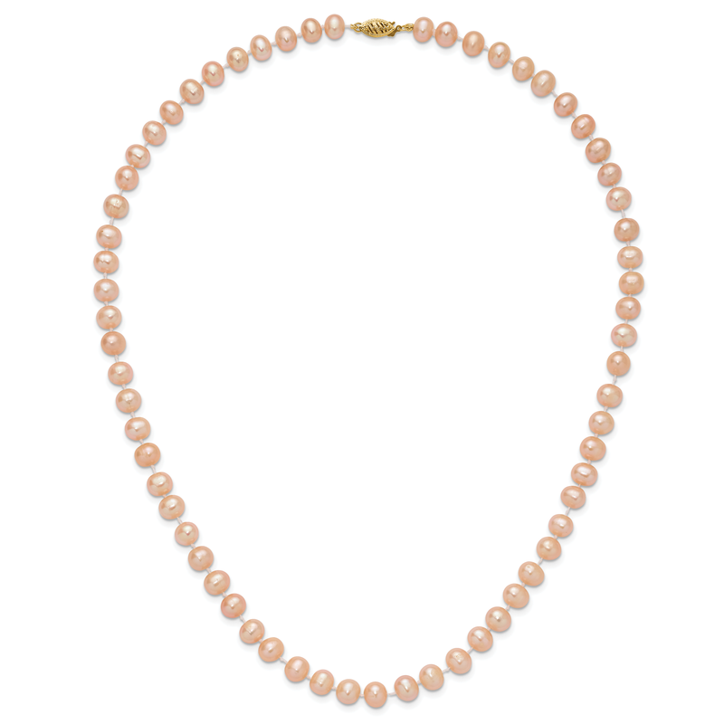 14k 7-8mm Pink Near-Round Freshwater Cultured Pearl 16 inch Necklace