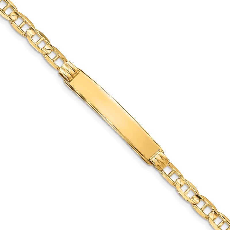 14k Polished Solid Chain/Solid Plate Anchor Link 34x7mm Plate 7 inch ID Bracelet