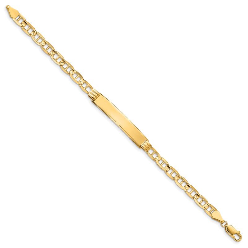 14k Polished Solid Chain/Solid Plate Anchor Link 34x7mm Plate 7 inch ID Bracelet