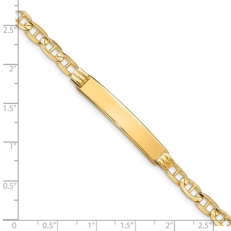 14k Polished Solid Chain/Solid Plate Anchor Link 34x7mm Plate 7 inch ID Bracelet