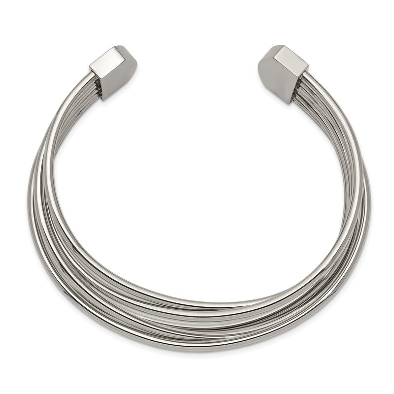 Stainless Steel Polished Twisted 18mm Cuff Bangle