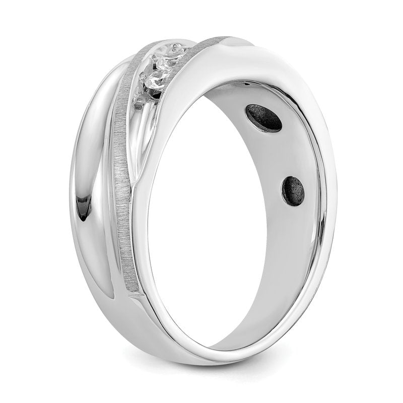 14K White Gold Men's 1/4 carat Lab Grown Diamond VS/SI  D E F  Brushed and Polished Band