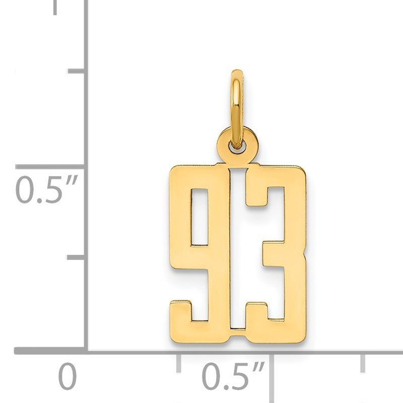 14k Small Elongated Number 93 Charm