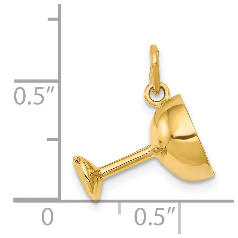 14k 3-D Champagne Glass Charm