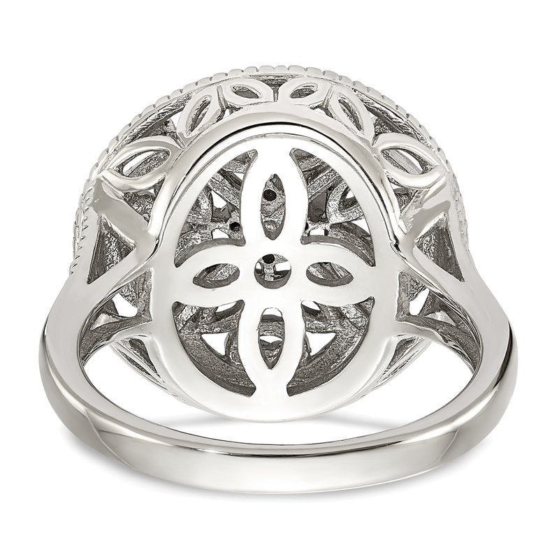 Sterling Silver Rhodium-plated with 14K Accent Diamond Vintage Ring