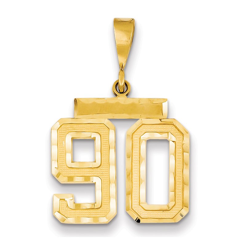 14k Medium Diamond-cut Number 90 Charm