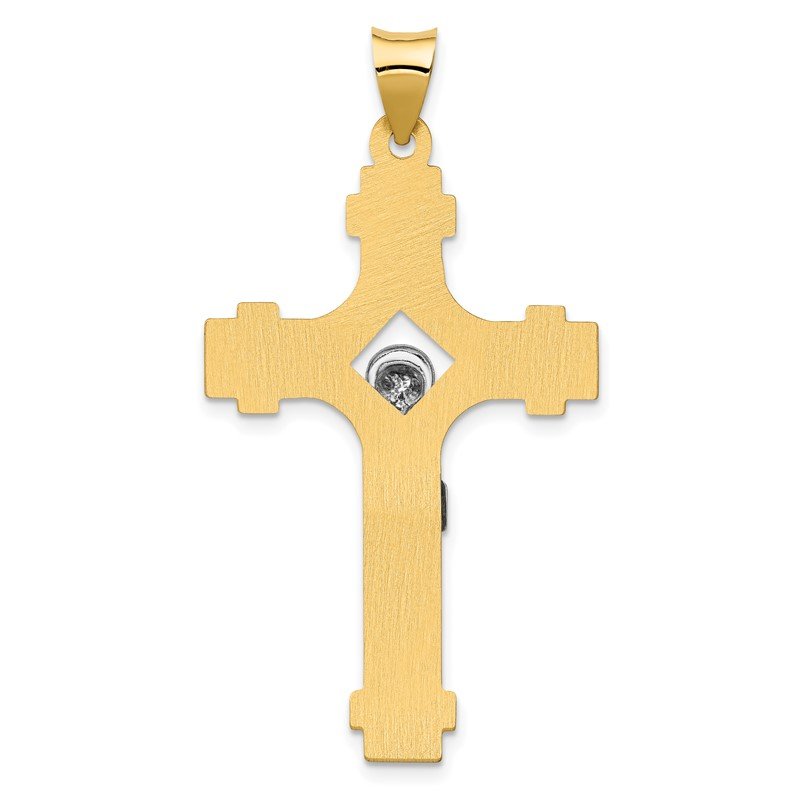 14k Two-tone Polished INRI Crucifix Pendant