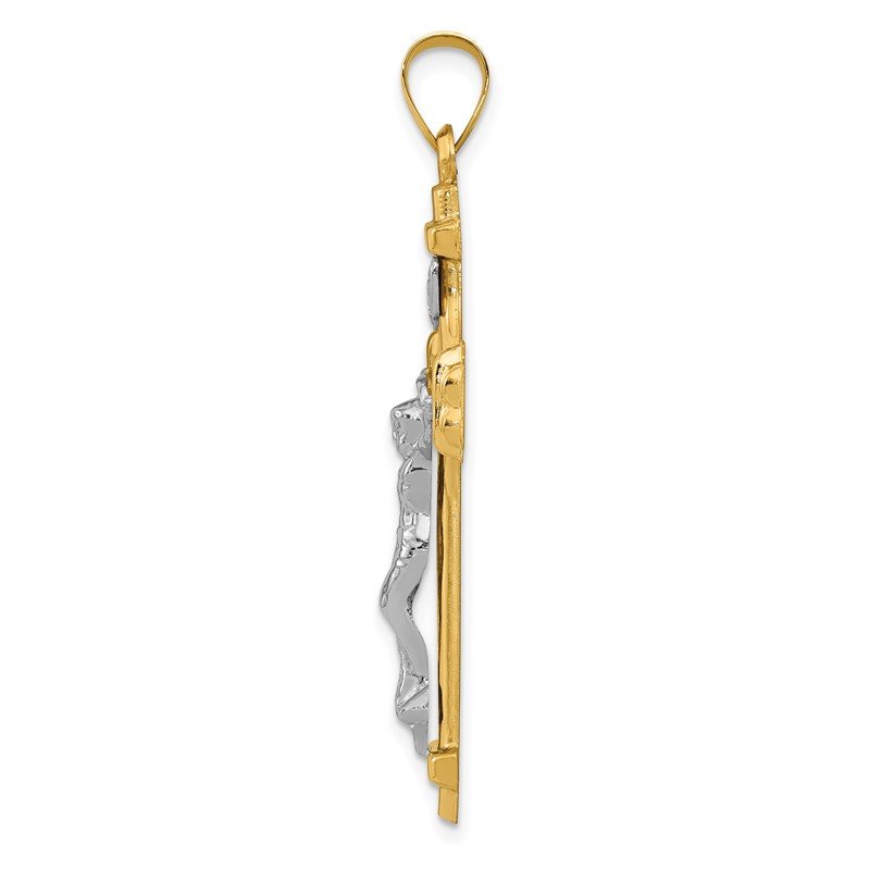 14k Two-tone Polished INRI Crucifix Pendant