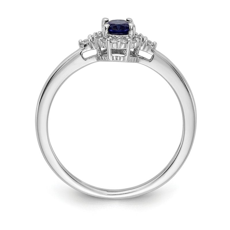14k White Gold Oval Emerald and Diamond Halo Ring