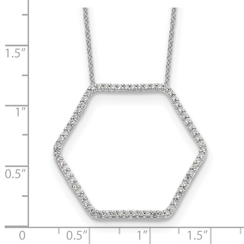 14K White Gold 1/4 carat Lab Grown Diamond VS+ F+ 18 in Complete Hexagon Necklace