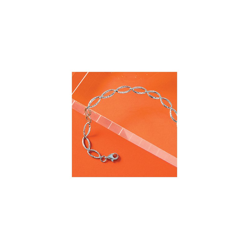 14K White Gold Polished and D/C Bracelet