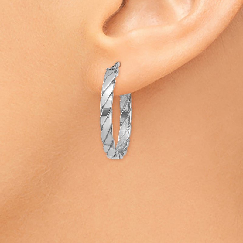 14k Textured Tube Hoop Earrings
