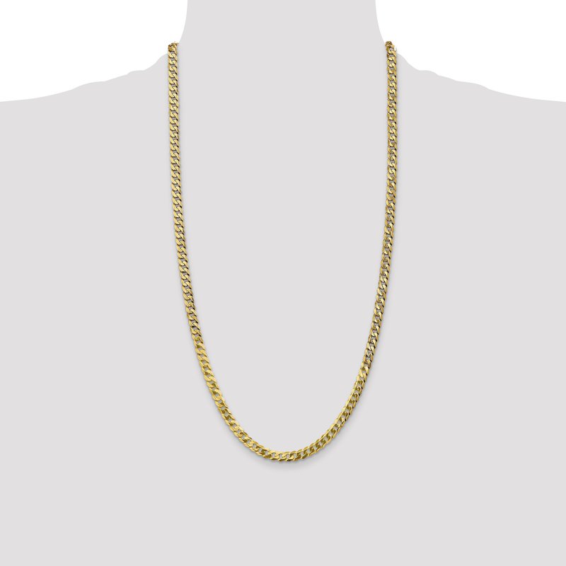 14K 26 inch 4.75mm Flat Beveled Curb with Lobster Clasp Chain