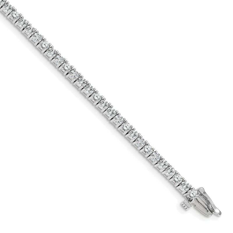 14k White Gold Complete 3.92 carat Round A Diamond 4-prong 7 inch Tennis Bracelet