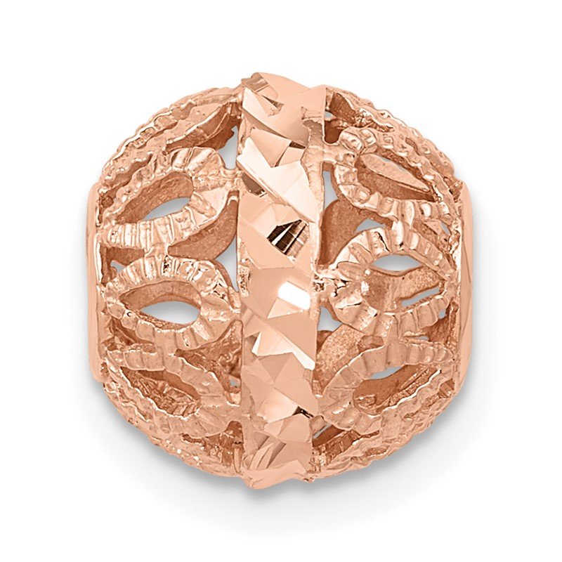 14k Rose Gold Diamond-cut Filigree Ball Chain Slide
