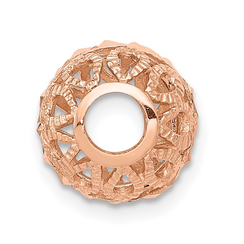 14k Rose Gold Diamond-cut Filigree Ball Chain Slide