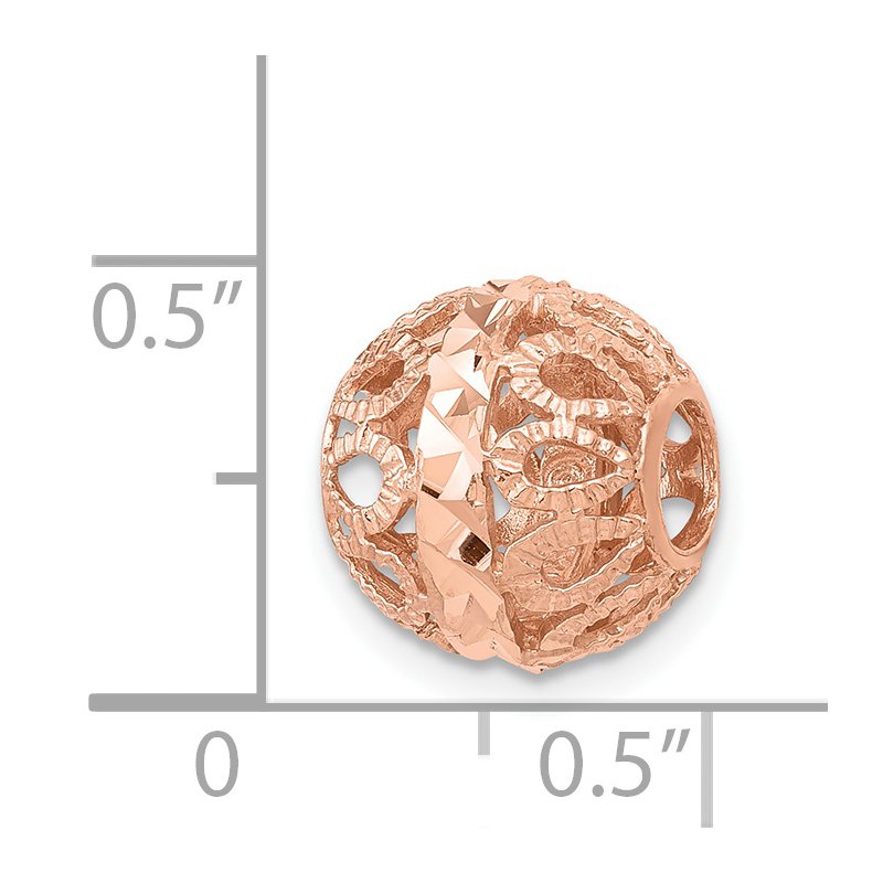 14k Rose Gold Diamond-cut Filigree Ball Chain Slide