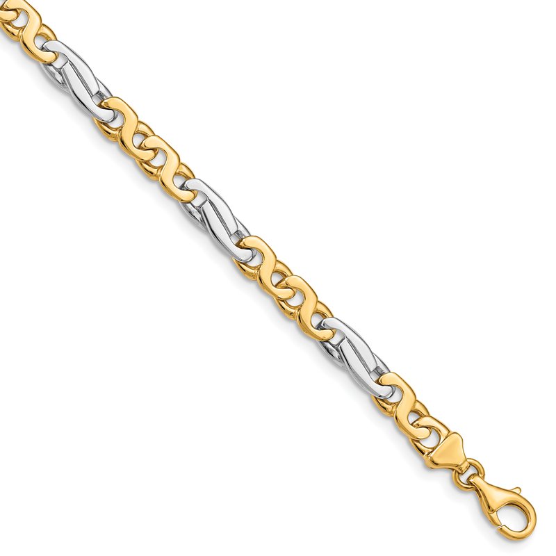 14K Two-tone 18 inch 6mm Hand Polished Fancy Link with Fancy Lobster Clasp Chain