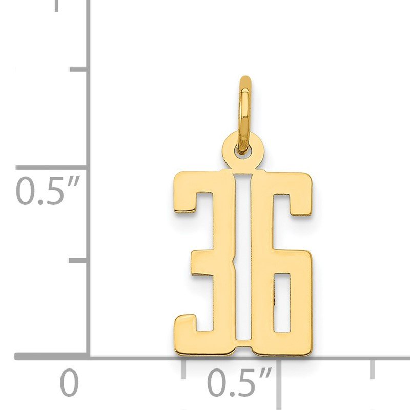 14k Small Elongated Number 36 Charm
