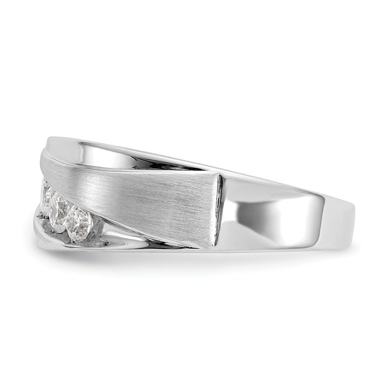 14K White Gold Men's 1/2 carat Lab Grown Diamond VS/SI  D E F  Brushed and Polished Band