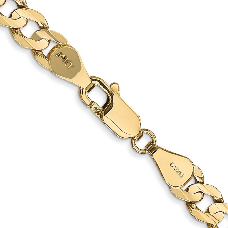 14K 26 inch 5.25mm Open Concave Curb with Lobster Clasp Chain