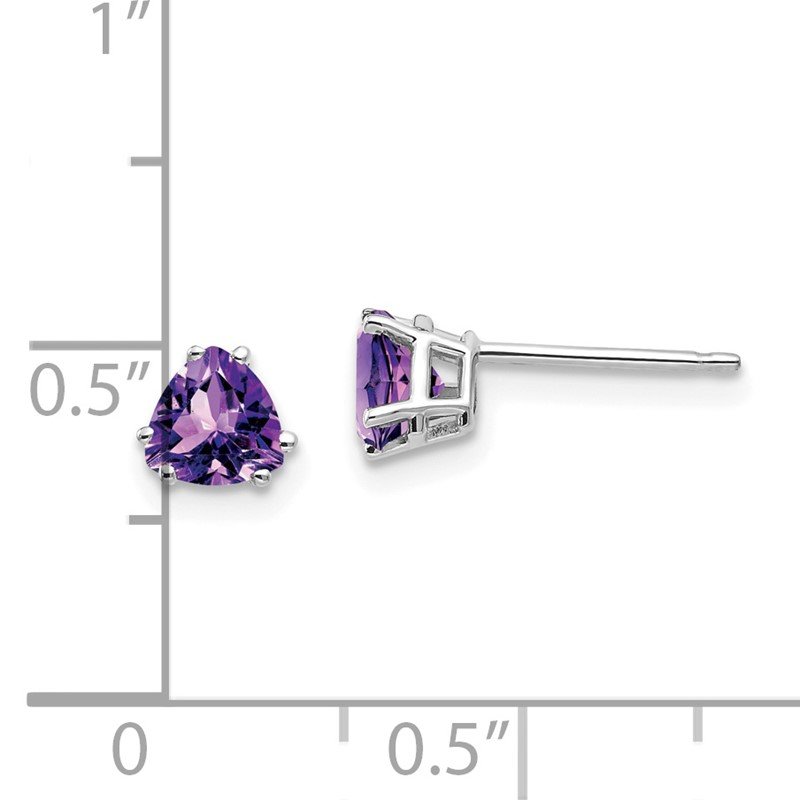 14k White Gold 5mm Trillion Amethyst Post Earrings