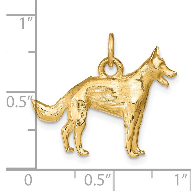 14k Solid Polished 3-D German Shepherd Dog Charm