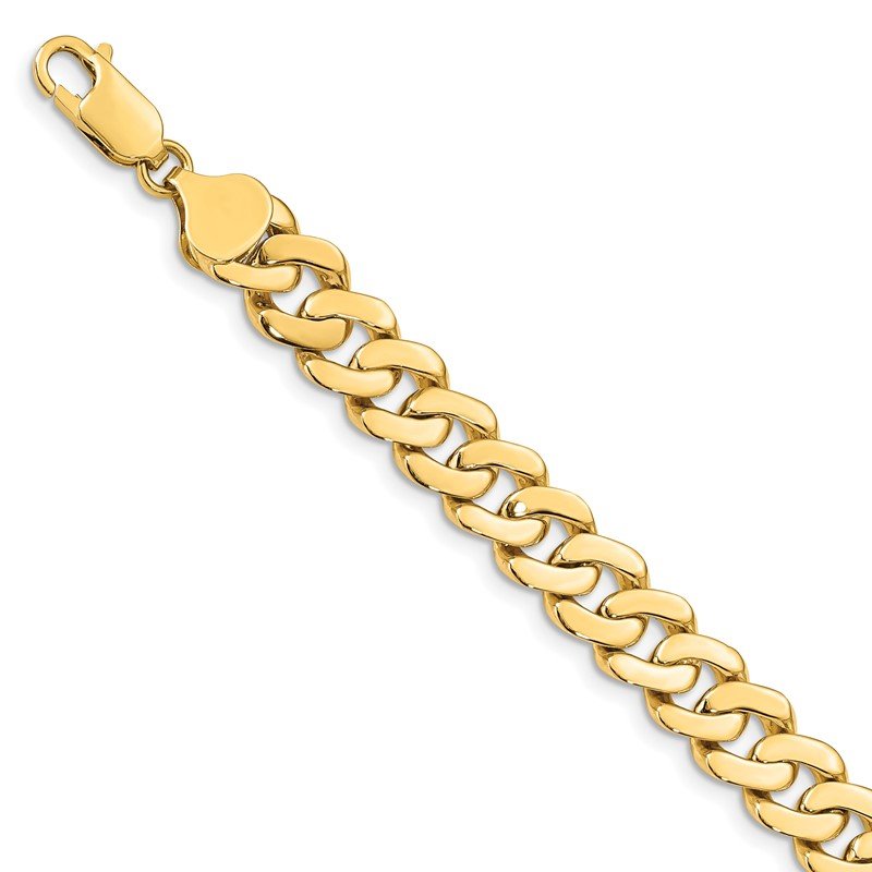 14k 8.5mm Solid Hand-Polished Fancy Curb Link 7 inch Bracelet