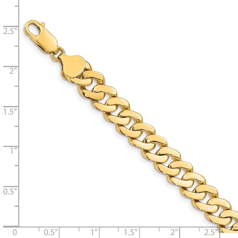 14k 8.5mm Solid Hand-Polished Fancy Curb Link 7 inch Bracelet