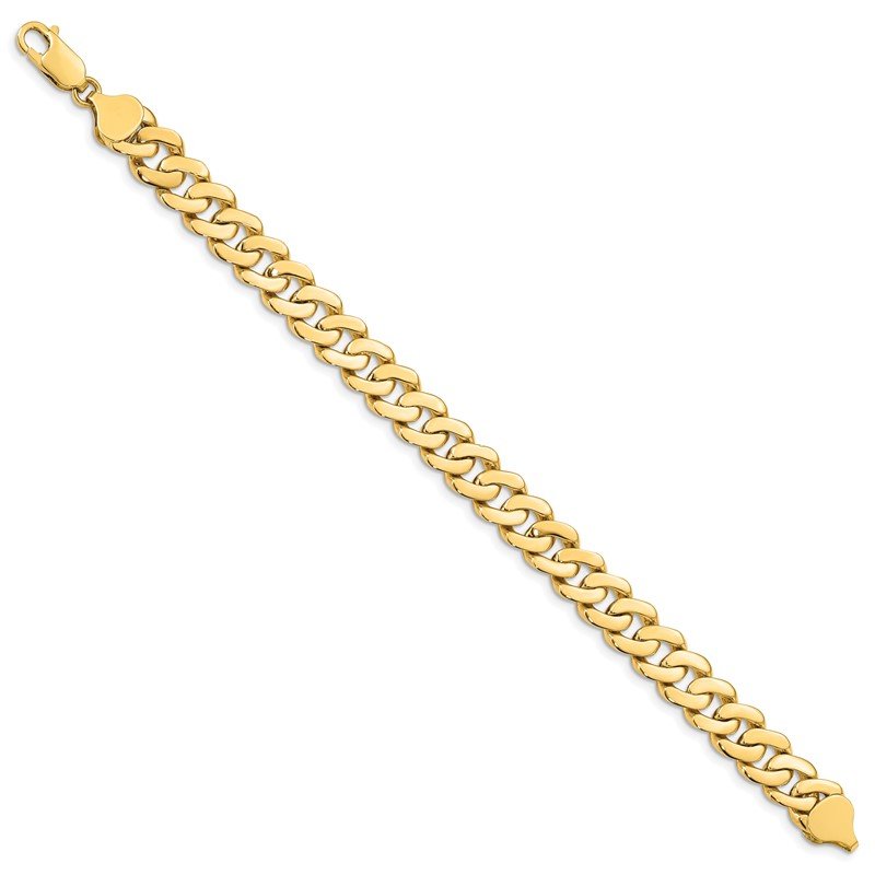 14k 8.5mm Solid Hand-Polished Fancy Curb Link 7 inch Bracelet