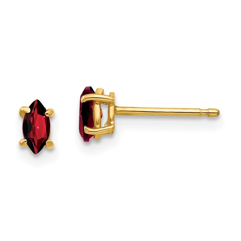 14k 5x2.5mm Marquise Garnet Post Earrings