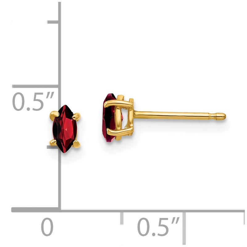 14k 5x2.5mm Marquise Garnet Post Earrings