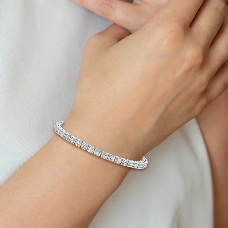 14k White Gold Complete 3.75 carat Round AA Diamond 4-prong 7 inch Tennis Bracelet
