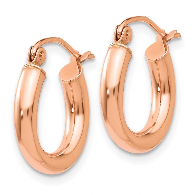 14k Rose Gold 3x16mm Polished Lightweight Tube Hoop Earrings