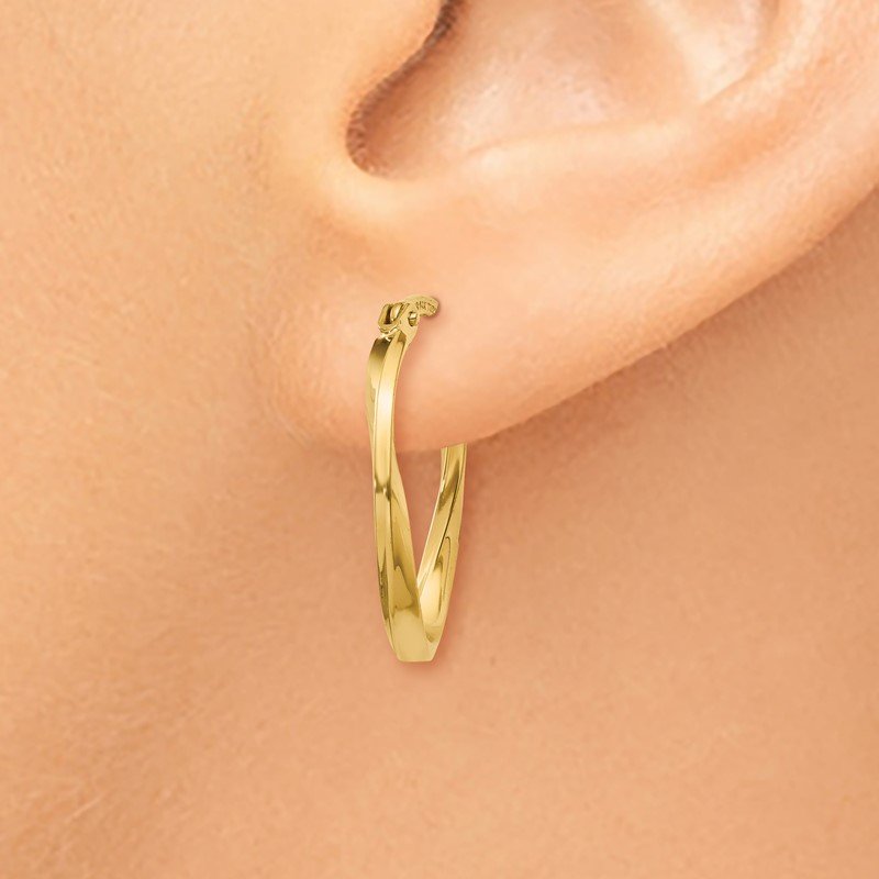 14K Gold Polished Twisted Oval Hoop Earrings