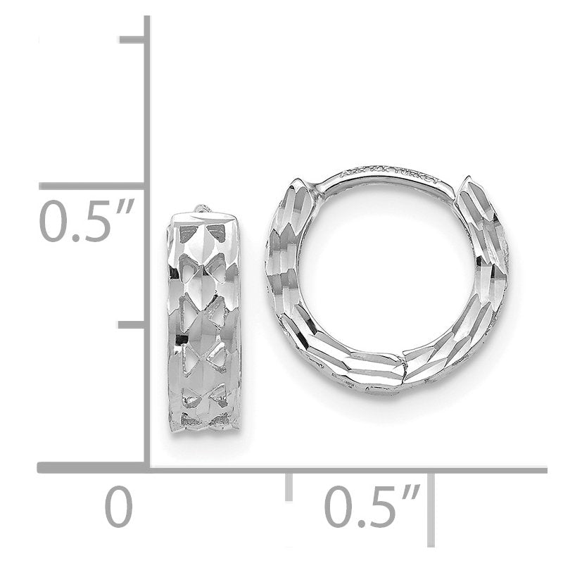14k Cut-out Design Hinged Hoop Earrings