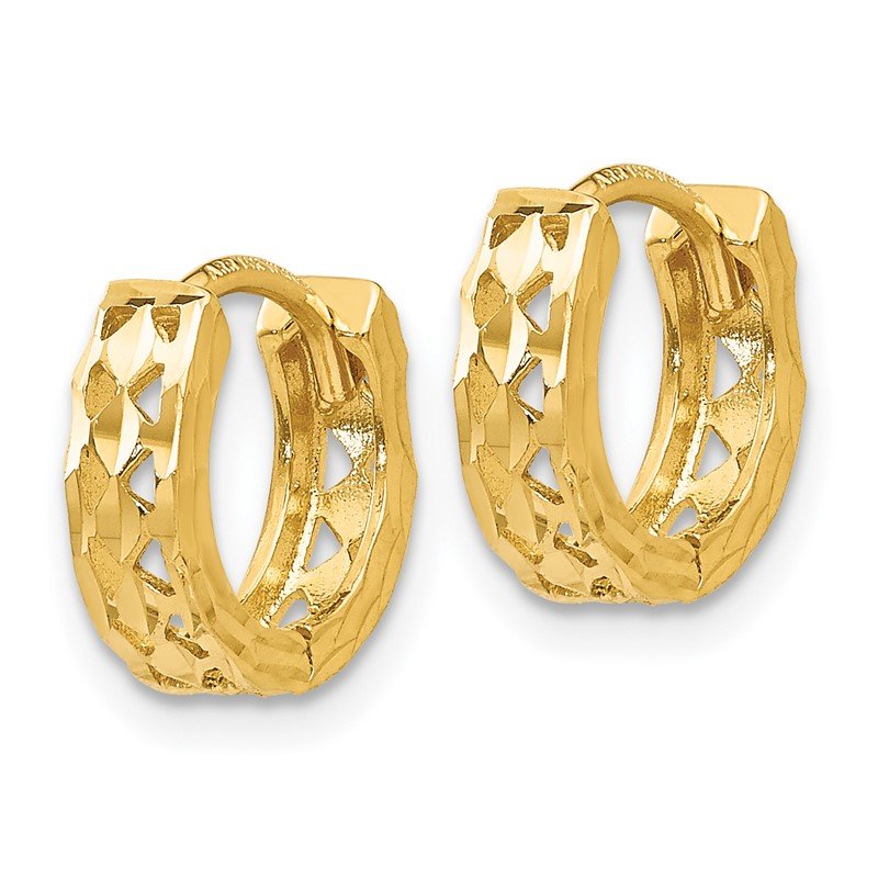 14k Cut-out Design Hinged Hoop Earrings