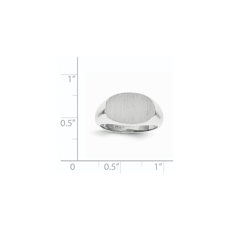 14k White Gold 15.0x9.5mm Open Back Signet Ring