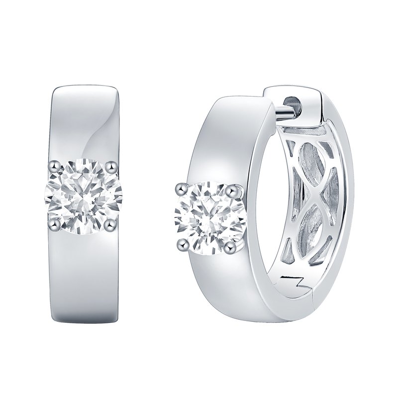 Smiling Rocks 0.68Ct E-F/SI1 Lab Grown Diamond Round Mini Hoop Earrings