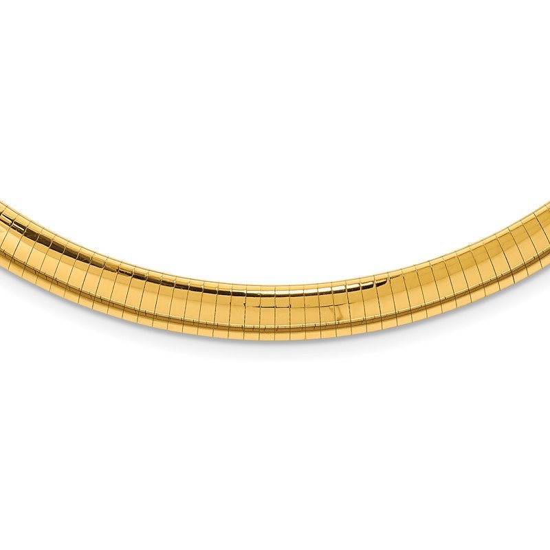 14k Polished 8mm Standard Weight 16 inch Domed Omega Necklace