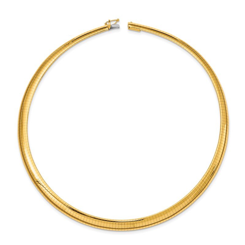 14k Polished 8mm Standard Weight 16 inch Domed Omega Necklace