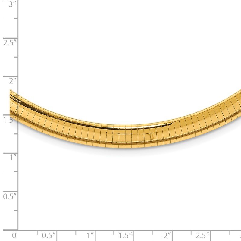 14k Polished 8mm Standard Weight 16 inch Domed Omega Necklace
