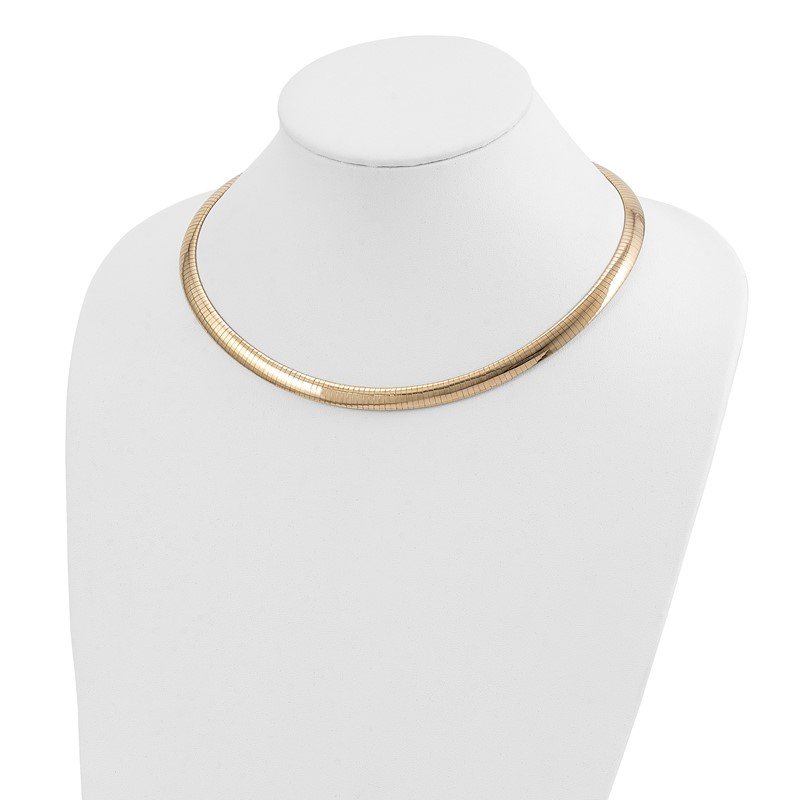 14k Polished 8mm Standard Weight 16 inch Domed Omega Necklace