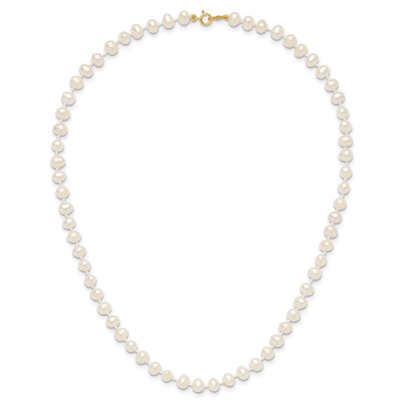 14k 4-5mm White Semi-Round Freshwater Cultured Pearl 12 inch Necklace