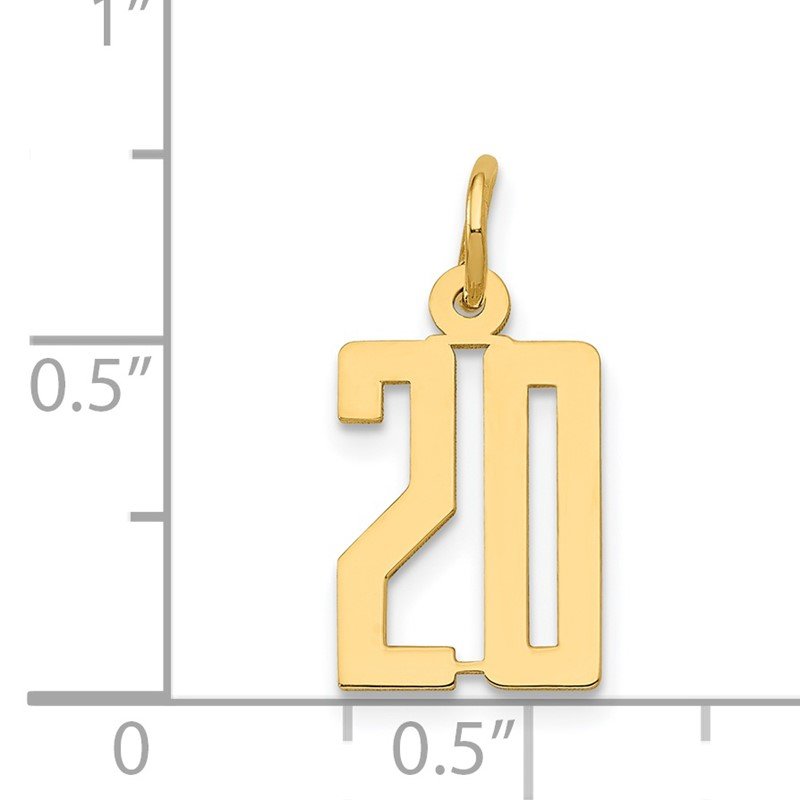 14k Small Elongated Number 20 Charm